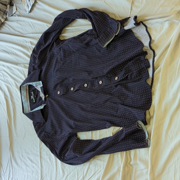 butter cloth Shirts Butter Cloth Dot Print Shirt In Navy Poshmark